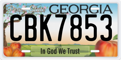 GA license plate CBK7853