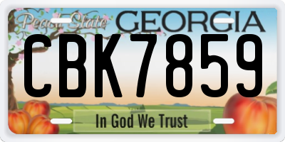 GA license plate CBK7859