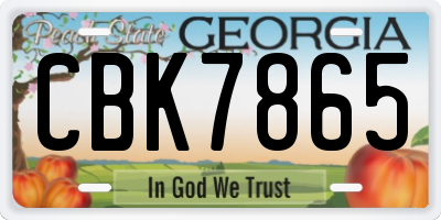 GA license plate CBK7865