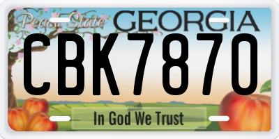 GA license plate CBK7870