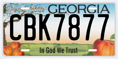 GA license plate CBK7877