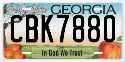 GA license plate CBK7880