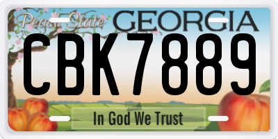 GA license plate CBK7889