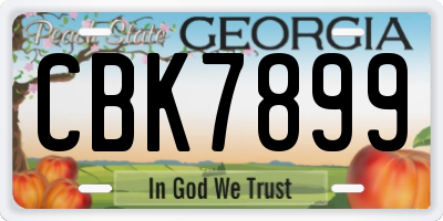GA license plate CBK7899