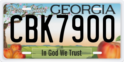 GA license plate CBK7900