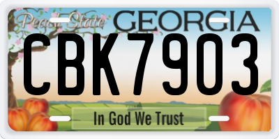 GA license plate CBK7903