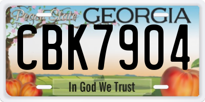 GA license plate CBK7904