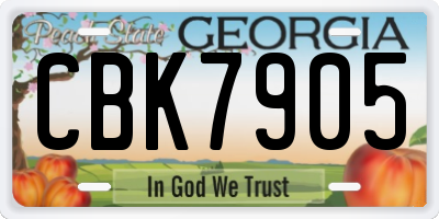 GA license plate CBK7905