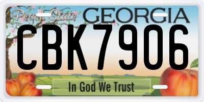 GA license plate CBK7906