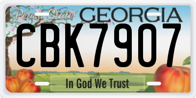 GA license plate CBK7907