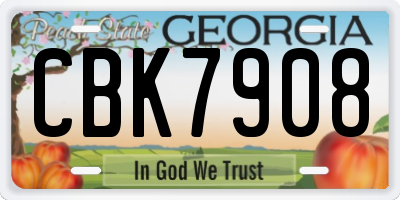 GA license plate CBK7908