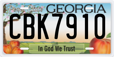 GA license plate CBK7910