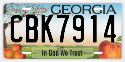 GA license plate CBK7914
