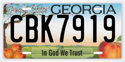 GA license plate CBK7919