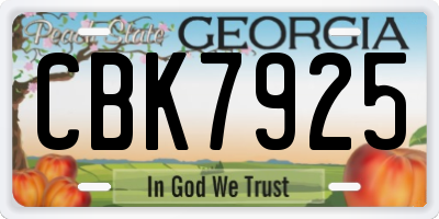 GA license plate CBK7925