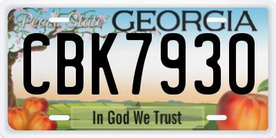 GA license plate CBK7930