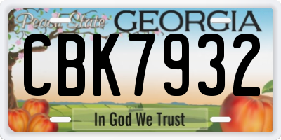 GA license plate CBK7932