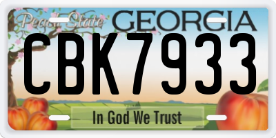 GA license plate CBK7933