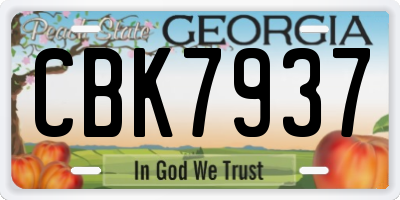 GA license plate CBK7937
