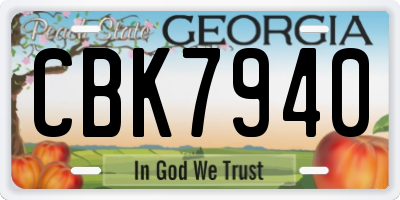 GA license plate CBK7940