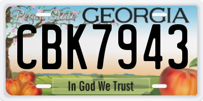 GA license plate CBK7943