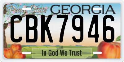 GA license plate CBK7946