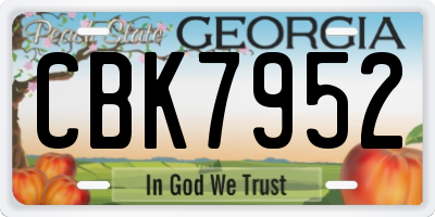 GA license plate CBK7952