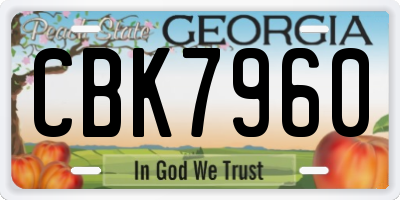 GA license plate CBK7960