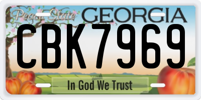 GA license plate CBK7969