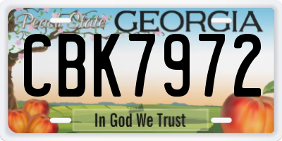 GA license plate CBK7972