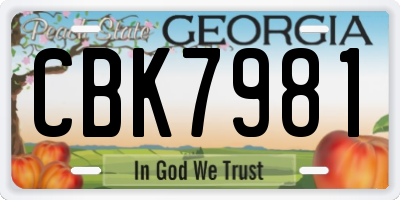 GA license plate CBK7981