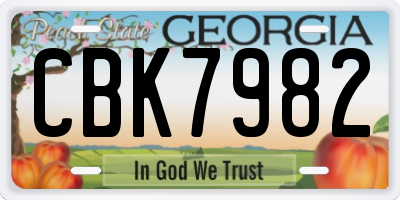 GA license plate CBK7982