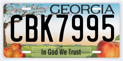 GA license plate CBK7995