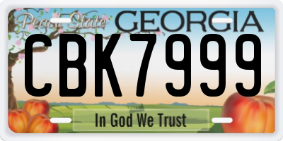 GA license plate CBK7999