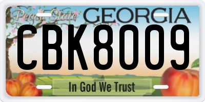 GA license plate CBK8009
