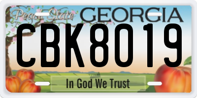 GA license plate CBK8019