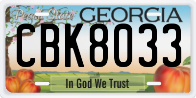 GA license plate CBK8033