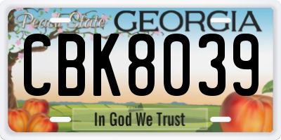 GA license plate CBK8039