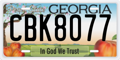 GA license plate CBK8077