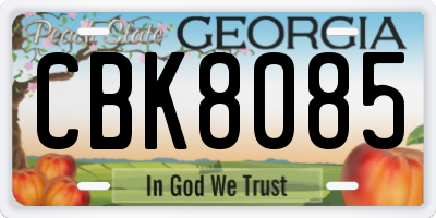 GA license plate CBK8085