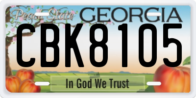 GA license plate CBK8105