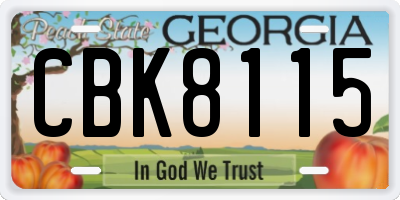 GA license plate CBK8115