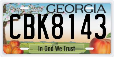 GA license plate CBK8143