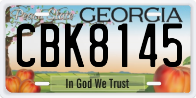 GA license plate CBK8145