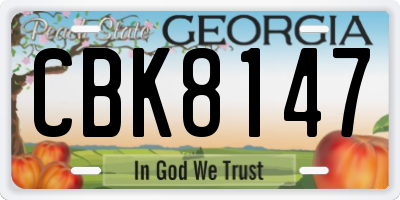 GA license plate CBK8147
