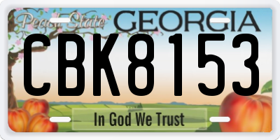 GA license plate CBK8153