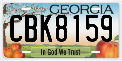 GA license plate CBK8159
