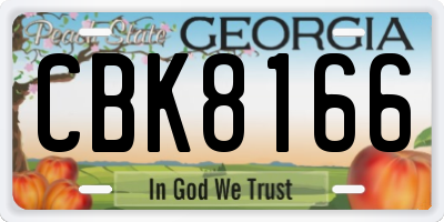 GA license plate CBK8166