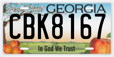 GA license plate CBK8167