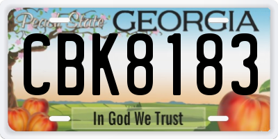 GA license plate CBK8183